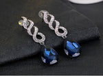 Long Dazzling & Elegant Blue Crystal Evening Dress Fashion Jewelry Earrings - EonShoppee