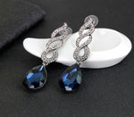Long Dazzling & Elegant Blue Crystal Evening Dress Fashion Jewelry Earrings - EonShoppee