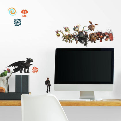 How to Train Your Dragon: The Hidden World 28 Peel & Stick Wall Decals Hiccup, Toothless, and Astrid Stickers - EonShoppee