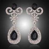 Gorgeous Silver Black Long Crystal Bridal Women Party wear Butterfly Drop Fashion Earrings - EonShoppee