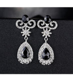 Gorgeous Silver Black Long Crystal Bridal Women Party wear Butterfly Drop Fashion Earrings - EonShoppee