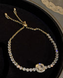 High Quality Shiny Zircon Square Adjustable Gold Plated Bracelet Fashion Jewelry For Women