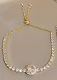 High Quality Shiny Zircon Square Adjustable Gold Plated Bracelet Fashion Jewelry For Women
