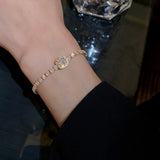 High Quality Shiny Zircon Square Adjustable Gold Plated Bracelet Fashion Jewelry For Women