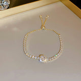 High Quality Shiny Zircon Square Adjustable Gold Plated Bracelet Fashion Jewelry For Women