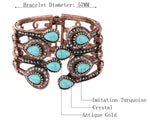 Exquisite Turquoise Blue Peacock Color Wide Bangle Bracelet For Women Stylish Fashion Jewelry