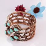 Exquisite Turquoise Blue Peacock Color Wide Bangle Bracelet For Women Stylish Fashion Jewelry
