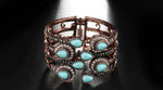 Exquisite Turquoise Blue Peacock Color Wide Bangle Bracelet For Women Stylish Fashion Jewelry