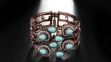 Exquisite Turquoise Blue Peacock Color Wide Bangle Bracelet For Women Stylish Fashion Jewelry