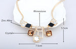Trendy Champagne Black Geometric Pendant Necklace Earrings Fashion Jewelry Set - EonShoppee