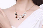 Trendy Champagne Black Geometric Pendant Necklace Earrings Fashion Jewelry Set - EonShoppee