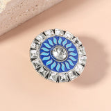 Exaggerated Blue Silver Sun Shape Adjustable Finger Ring For Women Ethic Indian Jewelry