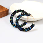 Stunning Blue Crystal Studded Hoop Earrings Women's Fashion Jewelry - EonShoppee