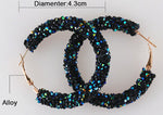 Stunning Blue Crystal Studded Hoop Earrings Women's Fashion Jewelry - EonShoppee