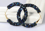 Stunning Blue Crystal Studded Hoop Earrings Women's Fashion Jewelry - EonShoppee