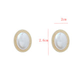 Trendy Geometric Oval Shiny Pearl Stud Earrings Modern Fashion Jewelry For Women