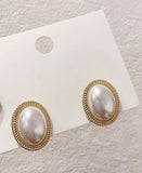 Trendy Geometric Oval Shiny Pearl Stud Earrings Modern Fashion Jewelry For Women