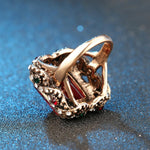 Antique Gold Plated Luxurious Big Red Crystal Geometric Fashion Jewelry Ring Size 7