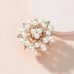 Luxury Oversize Big Pearl Crystal Flower Adjustable Finger Ring Elegant Women Fashion Jewelry Accessory