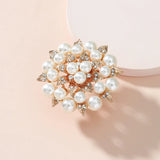 Luxury Oversize Big Pearl Crystal Flower Adjustable Finger Ring Elegant Women Fashion Jewelry Accessory