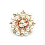 Luxury Oversize Big Pearl Crystal Flower Adjustable Finger Ring Elegant Women Fashion Jewelry Accessory