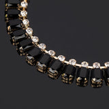 Stylish Square Black Gem Crystal Necklace Choker Statement Fashion Jewelry