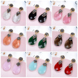 Stunning Black Glass Crystal Water Drop Evening Wear Fashion Jewelry Bridal Wedding Statement Earrings