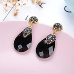 Stunning Black Glass Crystal Water Drop Evening Wear Fashion Jewelry Bridal Wedding Statement Earrings