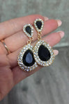 Elegant Golden Black Crystal Stylish Party wear Fashion Jewelry Drop Earrings For Women