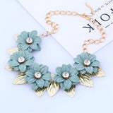 Fashion Jewelry Pastel Green Flower Chain Choker Necklace Statement Jewelry For Women