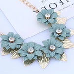 Fashion Jewelry Pastel Green Flower Chain Choker Necklace Statement Jewelry For Women