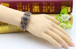 Lovely Royal Blue Crystal Antique Finish Openable Cuff Bangle Bracelet Indian Wedding Jewelry
