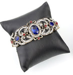 Lovely Royal Blue Crystal Antique Finish Openable Cuff Bangle Bracelet Indian Wedding Jewelry
