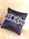 Lovely Royal Blue Crystal Antique Finish Openable Cuff Bangle Bracelet Indian Wedding Jewelry