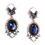 Luxurious Royal Blue & White Crystal Gorgeous Long Drop Dangle Charm Fashion Jewelry Earrings