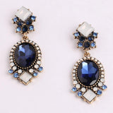 Luxurious Royal Blue & White Crystal Gorgeous Long Drop Dangle Charm Fashion Jewelry Earrings