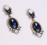 Luxurious Royal Blue & White Crystal Gorgeous Long Drop Dangle Charm Fashion Jewelry Earrings