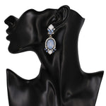 Luxurious Royal Blue & White Crystal Gorgeous Long Drop Dangle Charm Fashion Jewelry Earrings
