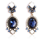 Luxurious Royal Blue & White Crystal Gorgeous Long Drop Dangle Charm Fashion Jewelry Earrings