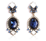 Luxurious Royal Blue & White Crystal Gorgeous Long Drop Dangle Charm Fashion Jewelry Earrings
