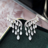 High Quality CZ Shiny Stud Earrings Engagement Wedding Jewelry Luxury Statement Earrings