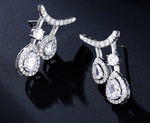 Elegant Cubic Zirconia 18K White Gold Plated Silver AAA CZ Fashion Jewelry Earrings Wedding Anniversary Gift For Women
