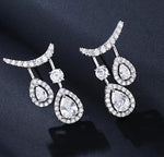 Elegant Cubic Zirconia 18K White Gold Plated Silver AAA CZ Fashion Jewelry Earrings Wedding Anniversary Gift For Women