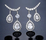 Elegant Cubic Zirconia 18K White Gold Plated Silver AAA CZ Fashion Jewelry Earrings Wedding Anniversary Gift For Women
