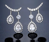 Elegant Cubic Zirconia 18K White Gold Plated Silver AAA CZ Fashion Jewelry Earrings Wedding Anniversary Gift For Women