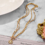Multi Layer Carved Coin Pendant Gold Chain Punk Choker Necklace Fashion Jewelry For Women