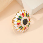 Adjustable Multi Color Flower Women Finger Ring Ethnic Fashion Jewelry Accessories - Free Size