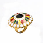 Adjustable Multi Color Flower Women Finger Ring Ethnic Fashion Jewelry Accessories - Free Size