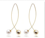 Stylish Pearl Cross Wire Fish Shape Golden Long Fashion Jewelry Earrings