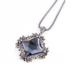 Stylish Long Sweater Chain Gray Glass Crystal Big Pendant Statement Necklace Fashion Jewelry For Women